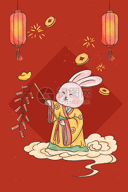 中国风新年兔年插画图片