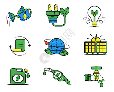 绿色环保扁平节能图标高清图片