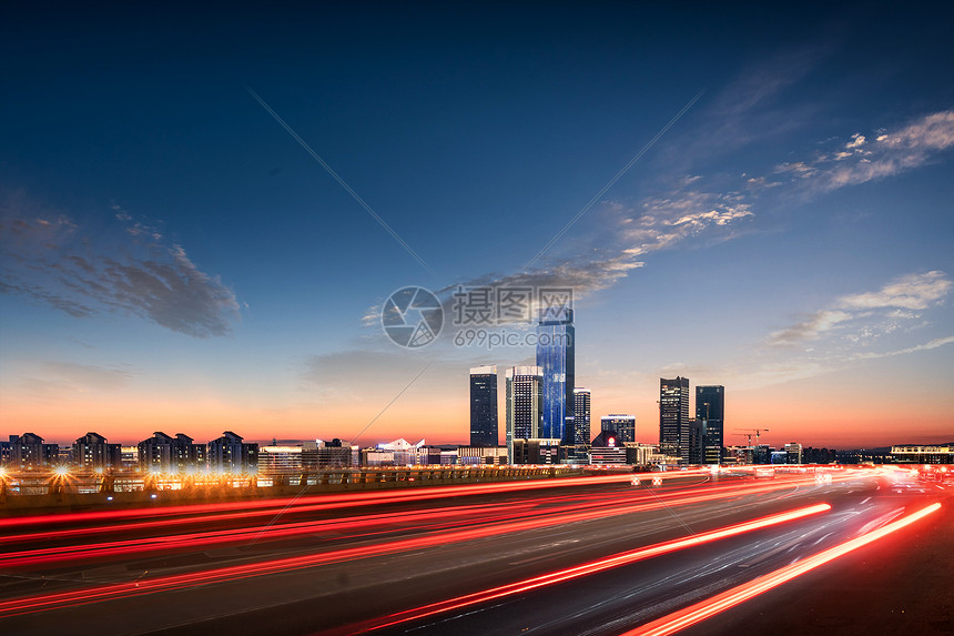 唯美城市夜景大气汽车公路背景图片