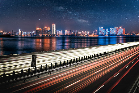 唯美高架桥城市夜景大气汽车公路背景图片