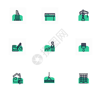 绿色建筑行业矢量图标图片