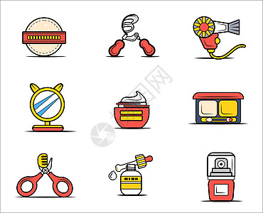 化妆工具限行扁平图标高清图片