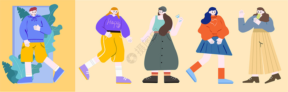 时尚男女人物插画组件图片