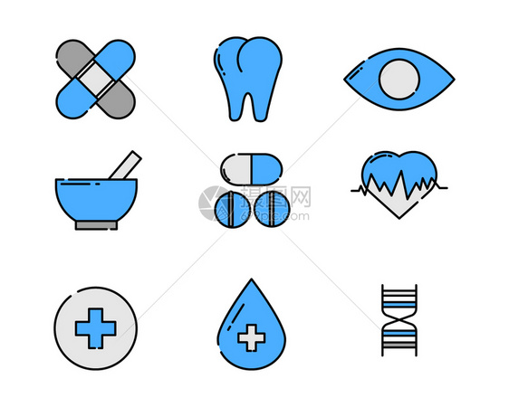 蓝灰色图标医疗类元素图标图片