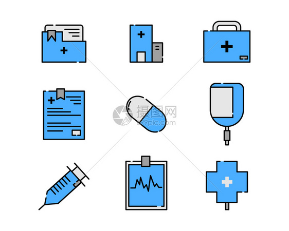 蓝灰色医疗矢量图标元素图片
