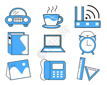蓝色可爱商务SVG图标元素图片