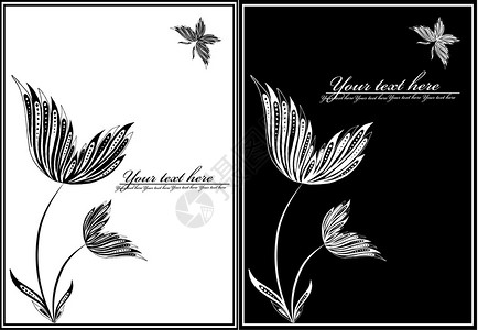 黑白花卉抽象图片