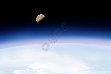 太空旅行满月在地平线上没有恒星图片