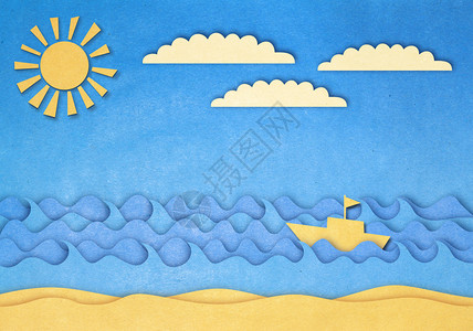 船和海的贴花与海云和太阳图片