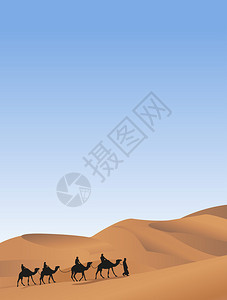 背景插图与骆驼商队图片