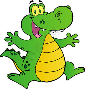 快乐鳄鱼跳跃卡通人物图片
