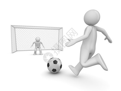 足球在惩罚区向前推进3个孤立于白色背景体育图片