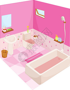 设备齐全的浴室插图图片
