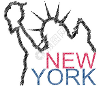 纽约twxt和自由女神像的插图图片