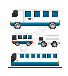 电车和公共汽车图标在图片