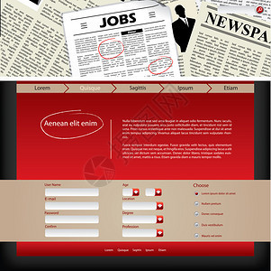 网站模板设计有求职报纸页头的图片