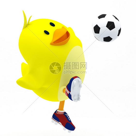 小足球运动员小鸡3D渲染图片