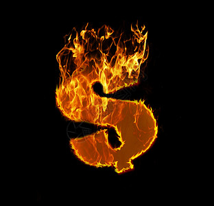 黑色背景隔离的火焰美元信号牌FireWollar图片