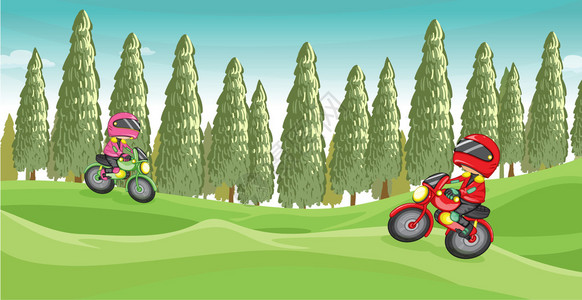 摩托车比赛的插图图片