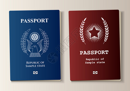 蓝色和红色护照模板图片