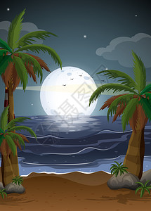 棕榈树和帕罗拉海滩的插图图片