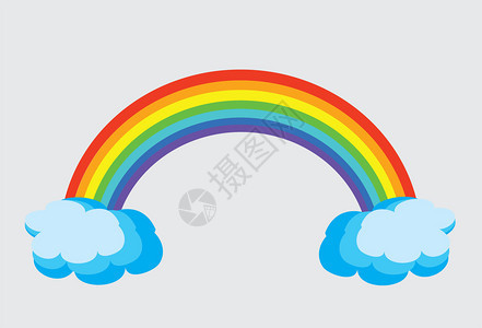 带云的矢量彩虹背景图片