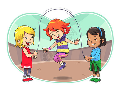 一群孩子在玩跳绳图片