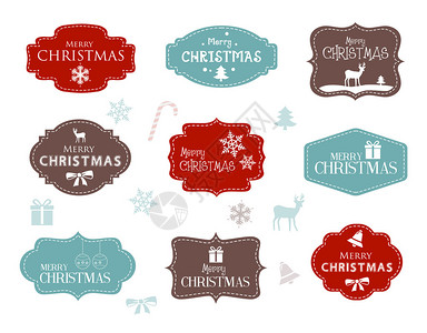 九个带有优雅冬季符号的圣诞图片