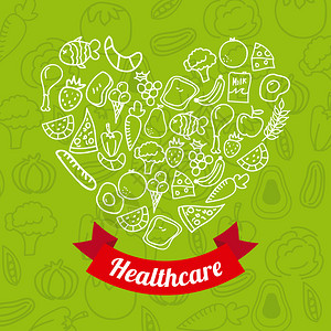 番茄鱼片以健康食品取代绿色背景食物绿插画