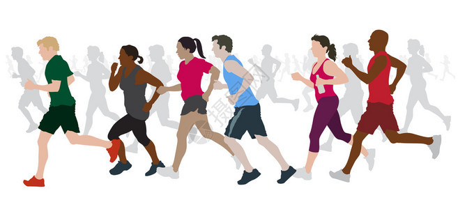 马拉松赛跑者组背景图片