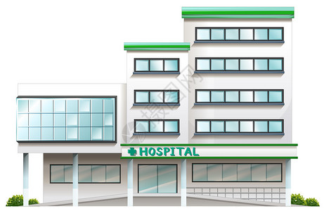白色背景上的医院大楼的插图图片