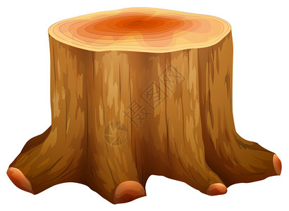 白色背景上一棵大树的桩的插图图片