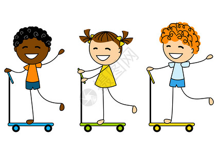 滑板车上的可爱小孩子图片