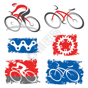 自行车和自行车元素的多彩图图片