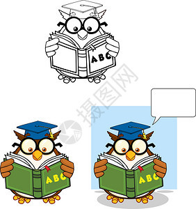 智者猫头鹰教师卡通马斯科背景图片