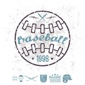 复古会徽棒球队T恤的图形设计白色背景图片