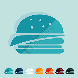 番茄鱼片平面设计汉堡插画