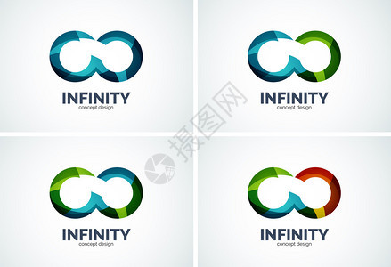 无限公司徽标图集商业圈和环形设计要素流动重叠形状图片