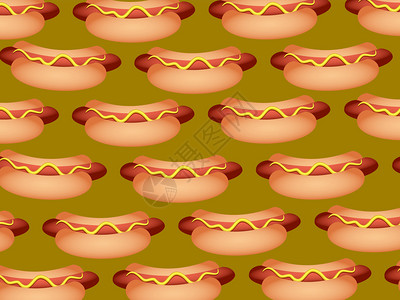 餐桌上的肉说明一个美味的热狗反复制作壁纸背景设计插画
