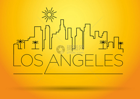 洛杉矶城市线Silhouette地形设图片