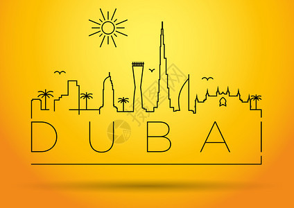 迪拜线Silhouette平面图设图片