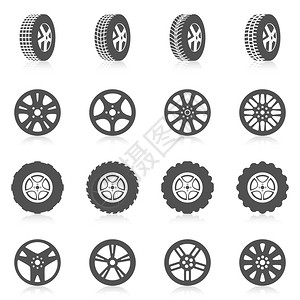 轮胎汽车自动蒙合服务黑色双光影图标设置图片