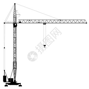 建筑起重机的剪影侧面图图片