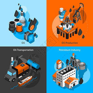 石油工业设计概念集与石油生产运输等距图图片