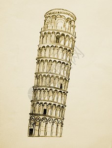 Pisa倾斜塔有跟踪路径的图片