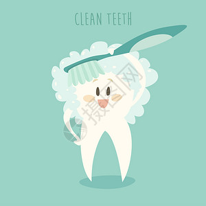 干净的牙齿健康的白牙矢量说图片