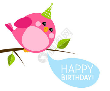 可爱的小鸟与生日信息背景图片