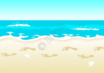 海滩上的脚印插图图片