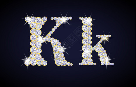 字母K由带有金框的钻石方块组成完整图片