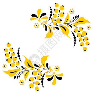 黄色小清新俄罗斯传统装饰品矢量插图插画